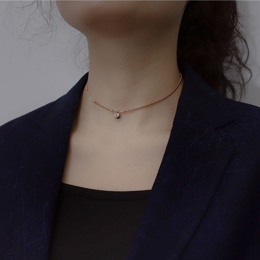 *NEW Rose Gold/Sterling Silver Lucky Bead Necklace - Picture 6 of 9